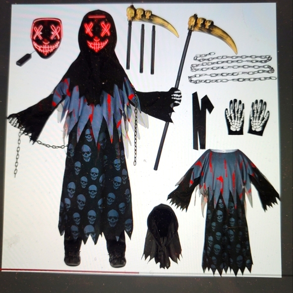 Dresses & Skirts - NWOT Grim Reaper Boys light up mask and accessories large costume